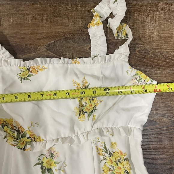 Show Me Your Mumu Floral Maxi Dress Womens Large White Yellow Ruffle - Picture 5 of 6